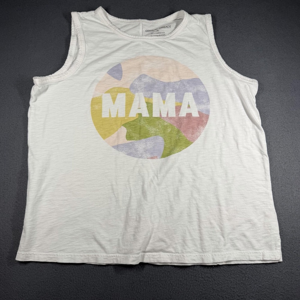 Grayson Threads Tank Top Womens XL White MAMA Graphic Sleeveless Mothers Day